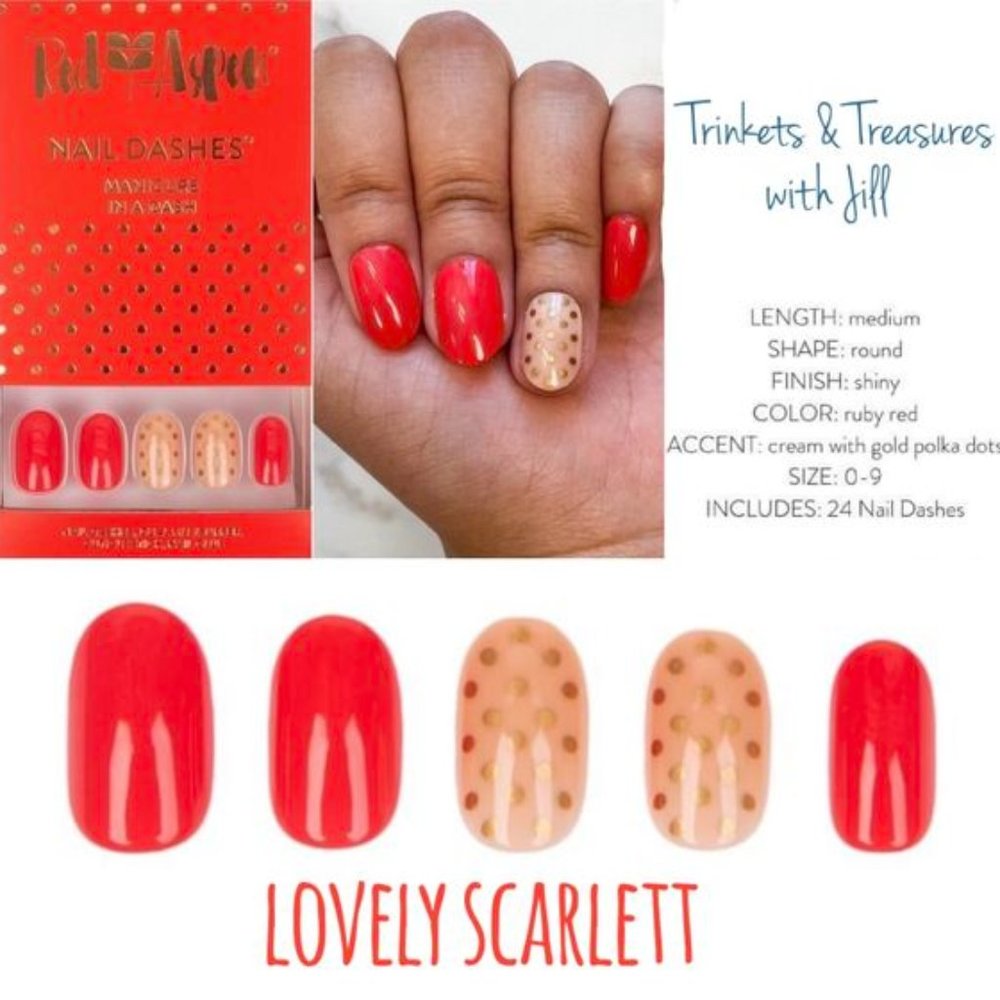 Red Aspen Presson Nail Dashes, Lovely Scarlet